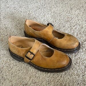 Dr. Martens Tan Leather Mary Jane Shoes